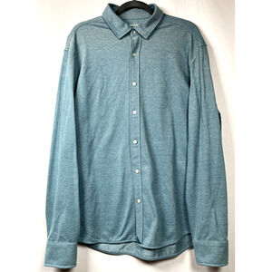 UNTUCKit Mens XL Button Up Long Sleeve Shirt Pique Polo BD Deep Teal Regular